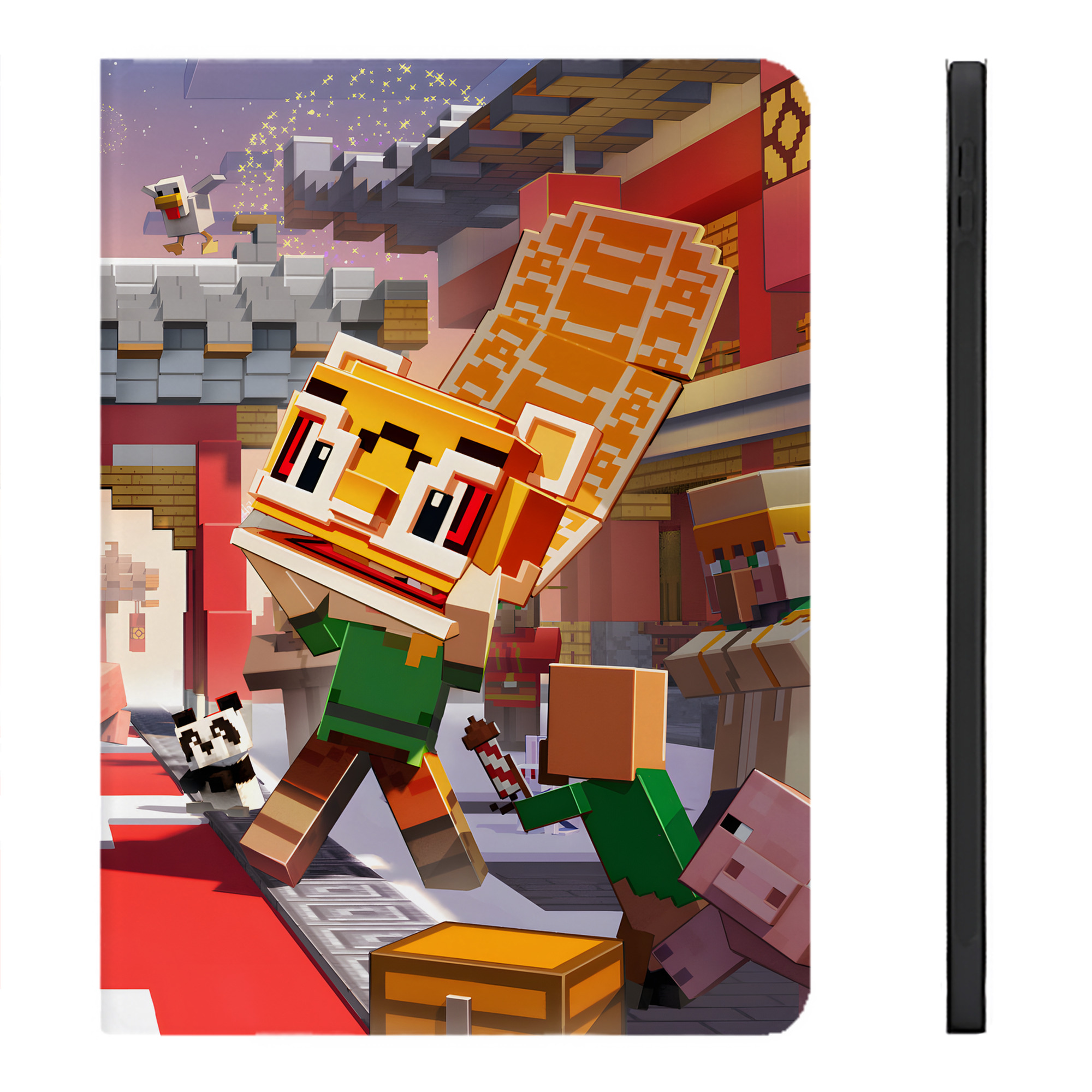 （画像用） マインクラフト ブロックの世界 Minecraft MC Block world IPadケース ペンホルダー付き ブックスタイルデザイン